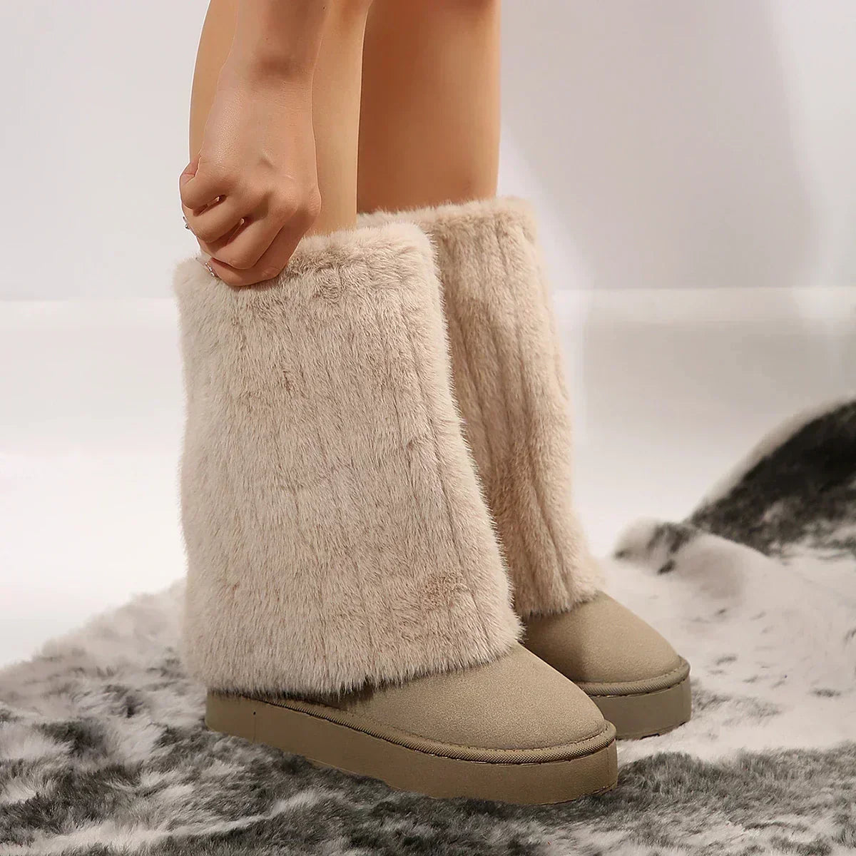 Tina | Boots For Women | Tall Plush-Look Shaft Design