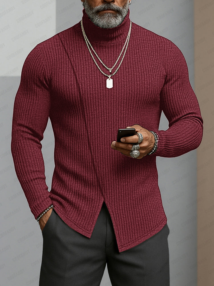Men's Knit Turtleneck Sweater – Asymmetric