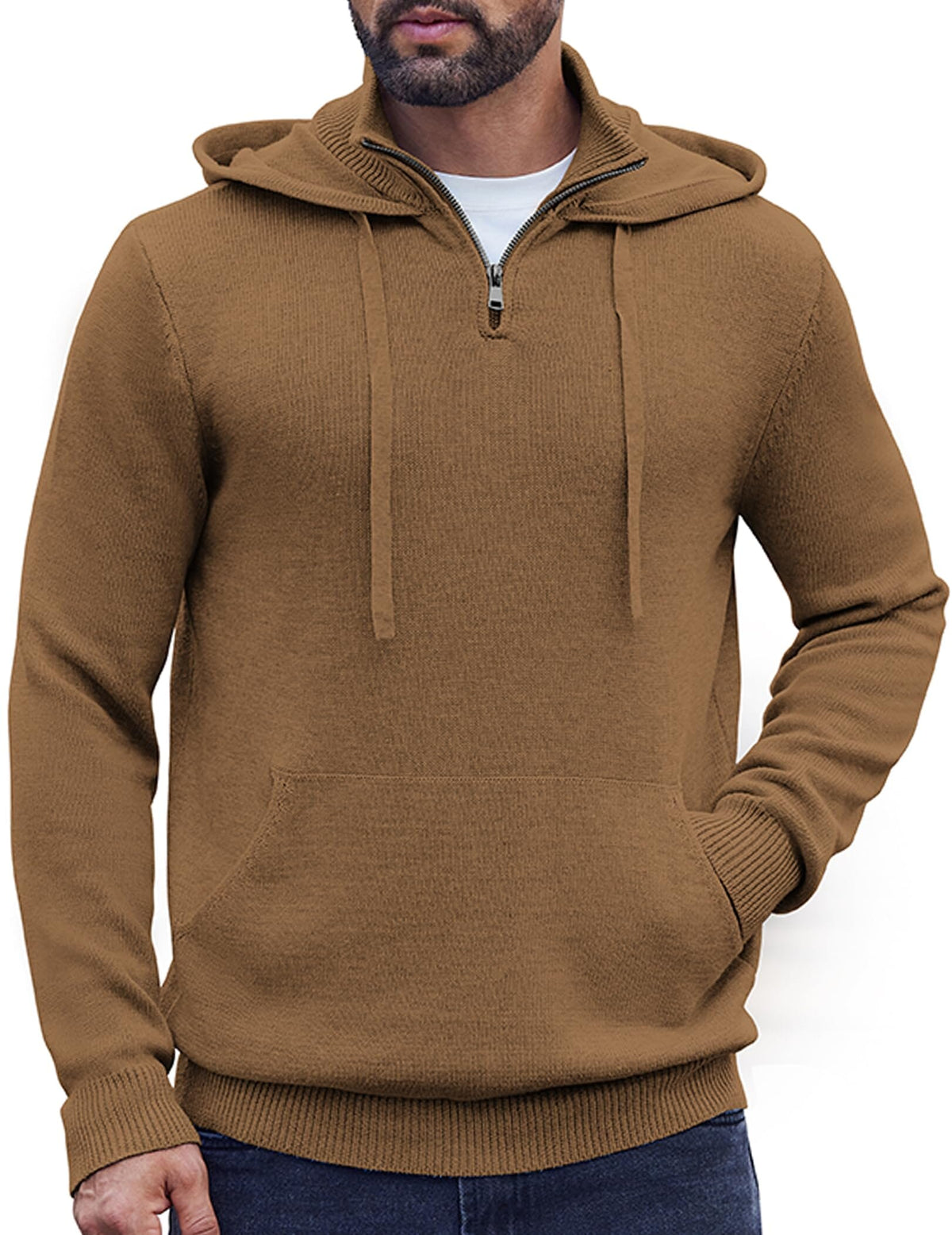 Men's Knit Casual Turtleneck Sweater – Brown