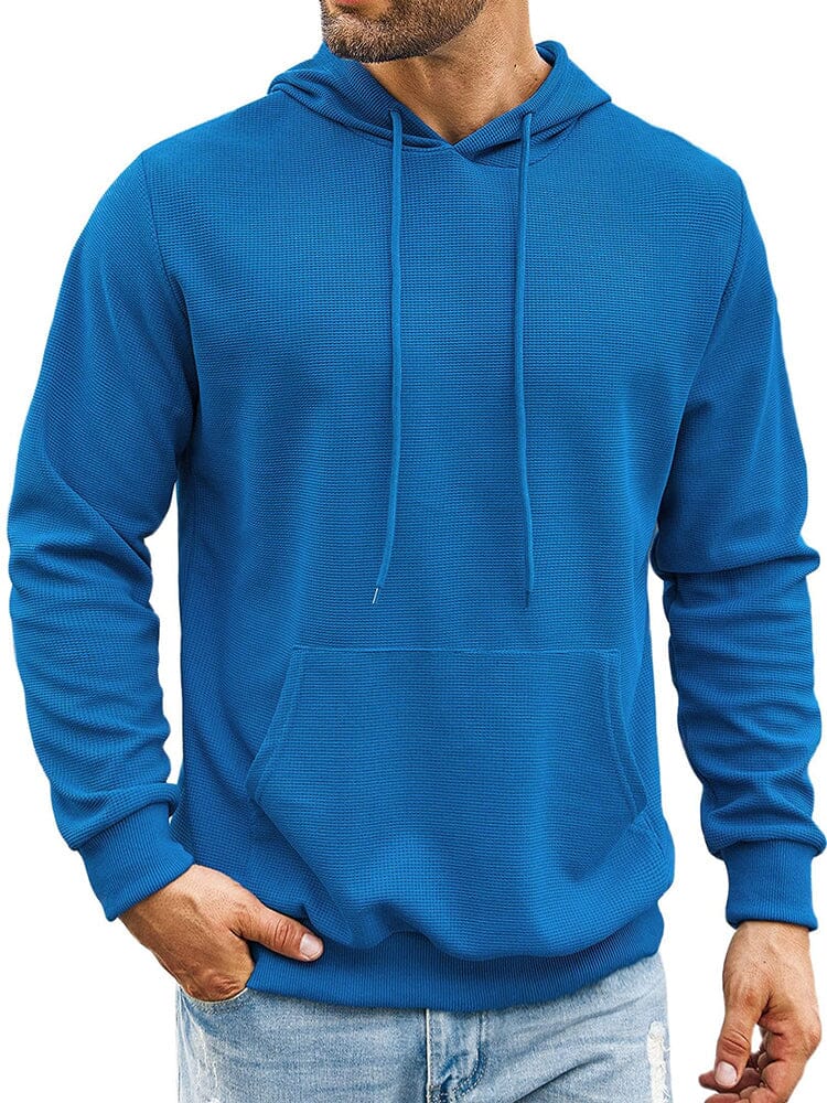 Men's Waffle Knit Classic Hoodie – Blue