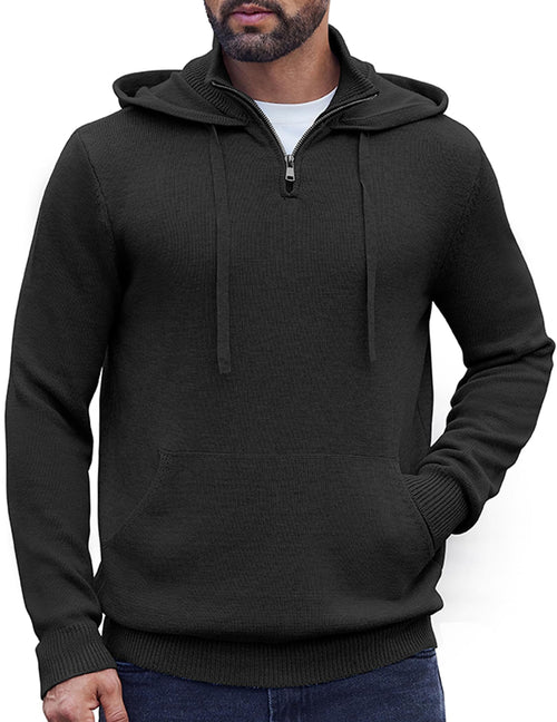Men's Knit Casual Turtleneck Sweater – Black