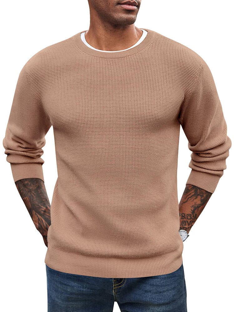 Men's Waffle Knit Classic Sweater – Camel