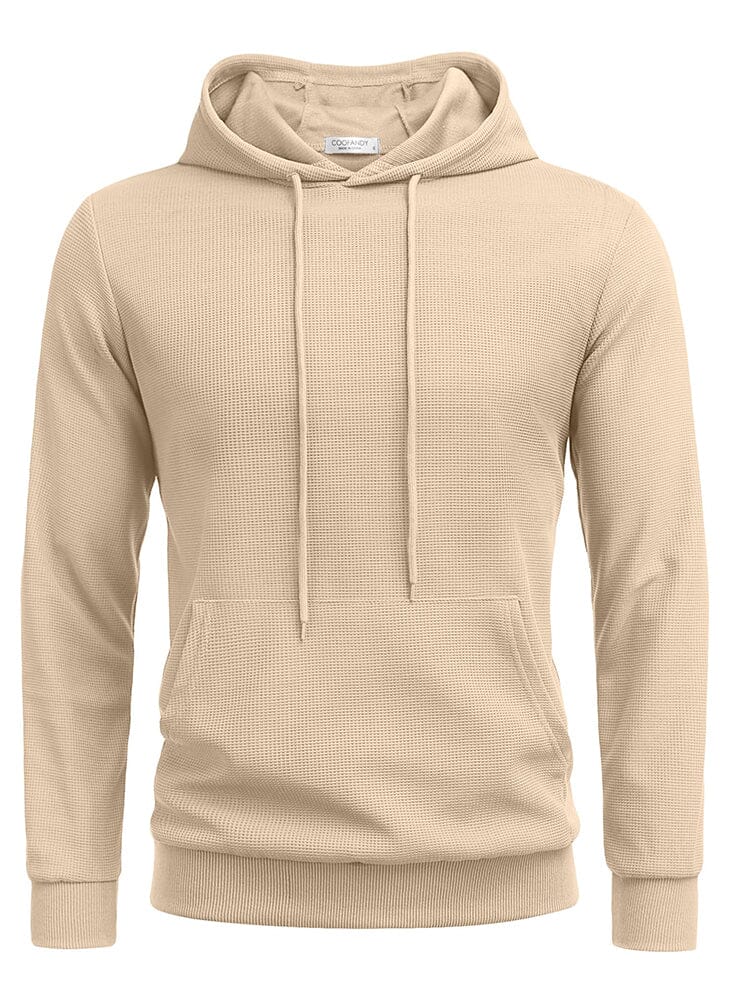 Men's Waffle Knit Classic Hoodie – Khaki