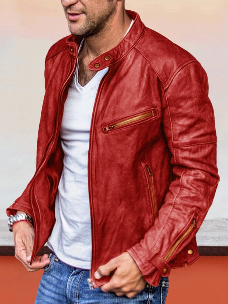 Men's Leather Zip-Up Jacket