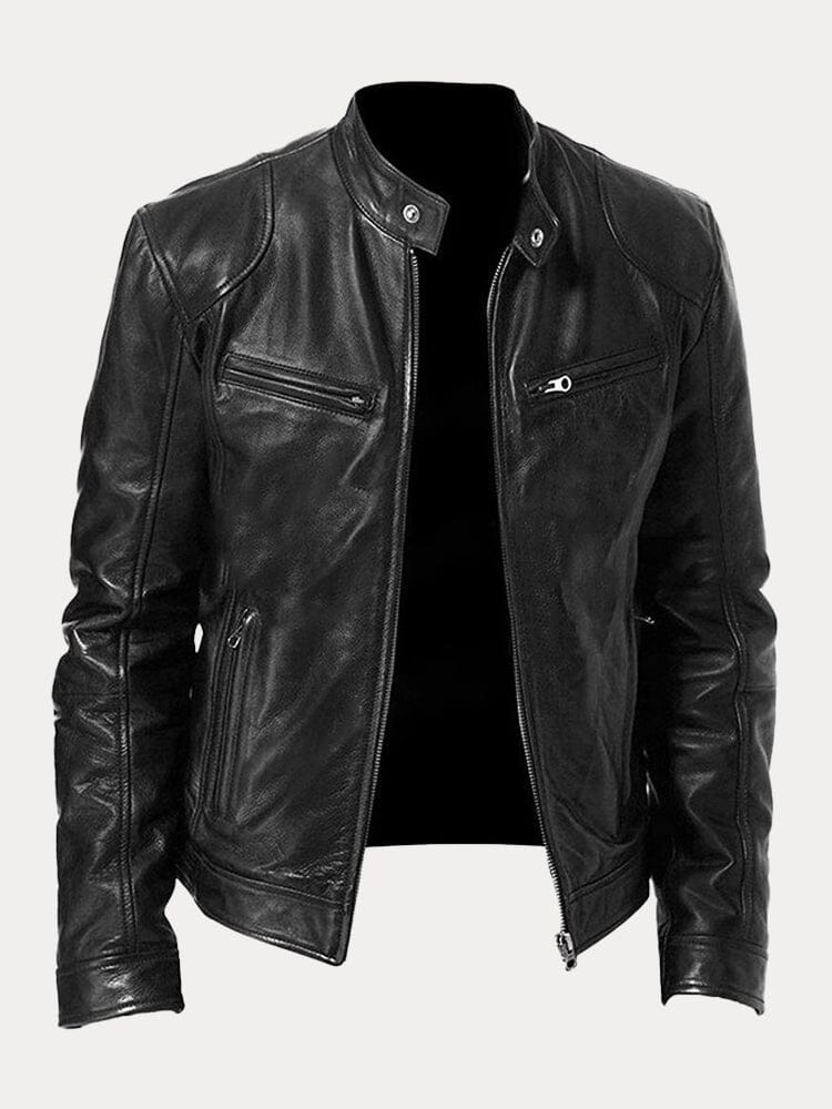 Men's Biker Zip Casual Moto Jacket – detail