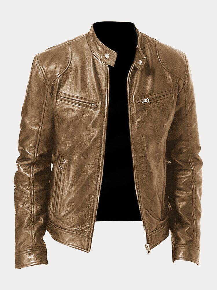 Men's Biker Zip Casual Moto Jacket – detail