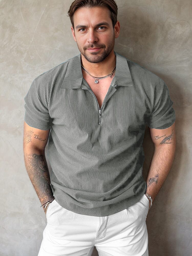 Men's Corduroy Polo Shirt – Gray