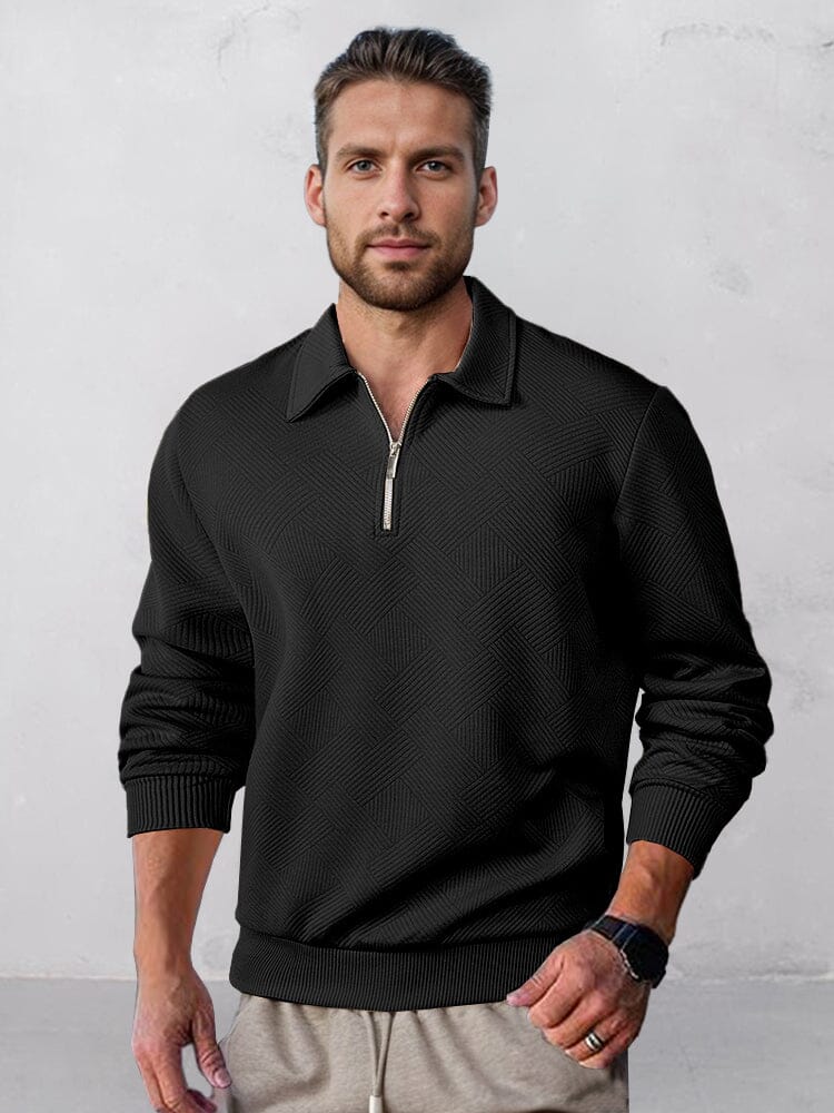 Men's Diamond-Quilted Casual Shirt – Black