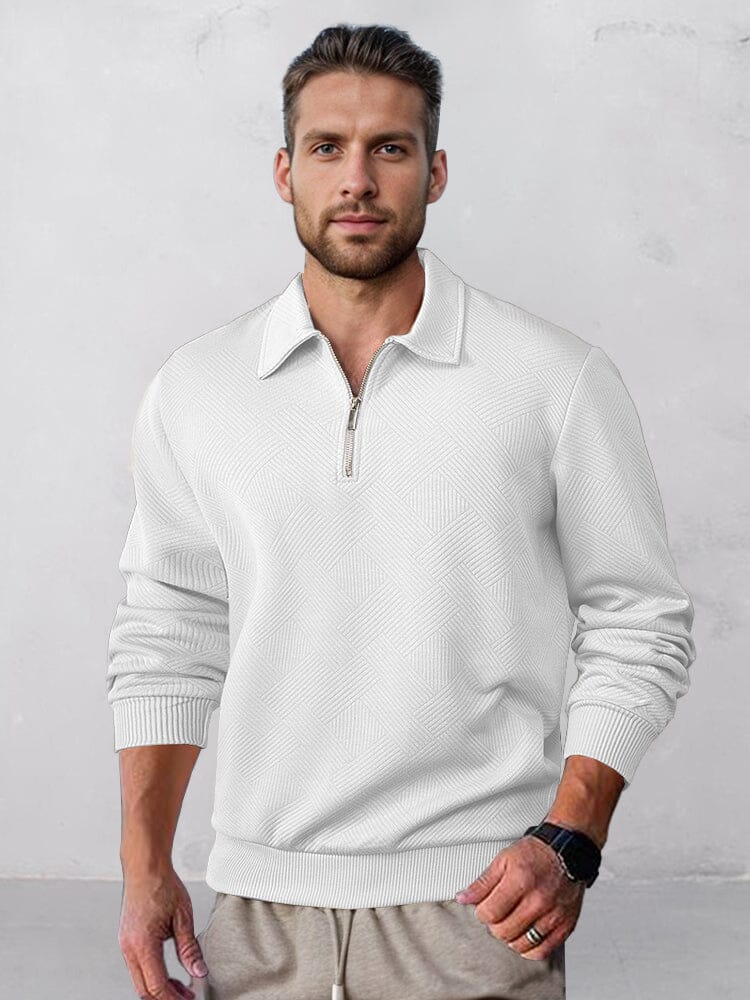 Men's Diamond-Quilted Casual Shirt – White