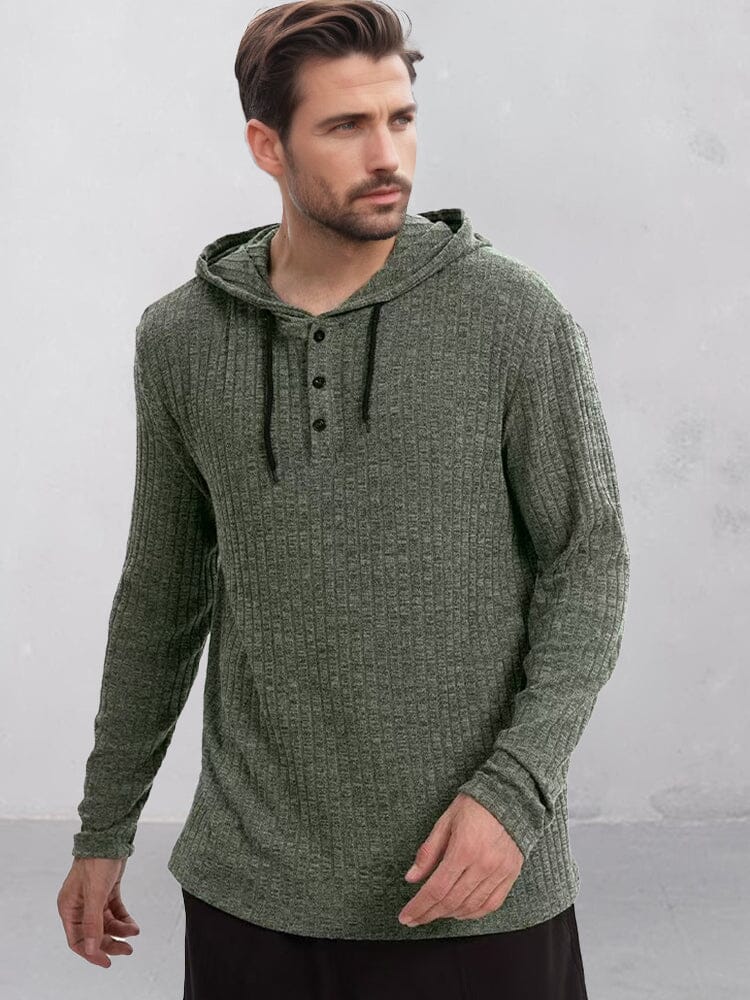Men's Cotton Textured Soft Hoodie – Army Green