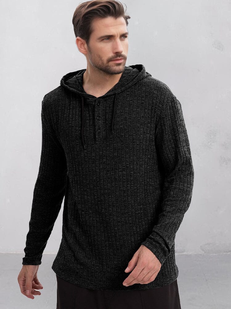Men's Cotton Textured Soft Hoodie – Black