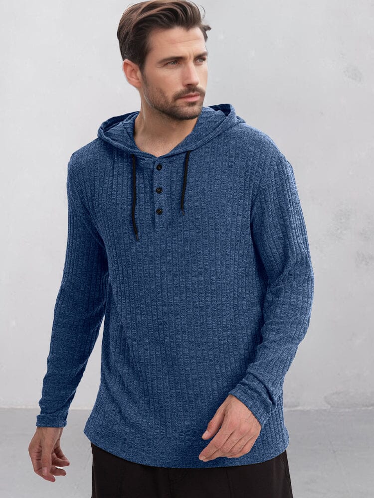 Men's Cotton Textured Soft Hoodie – Blue