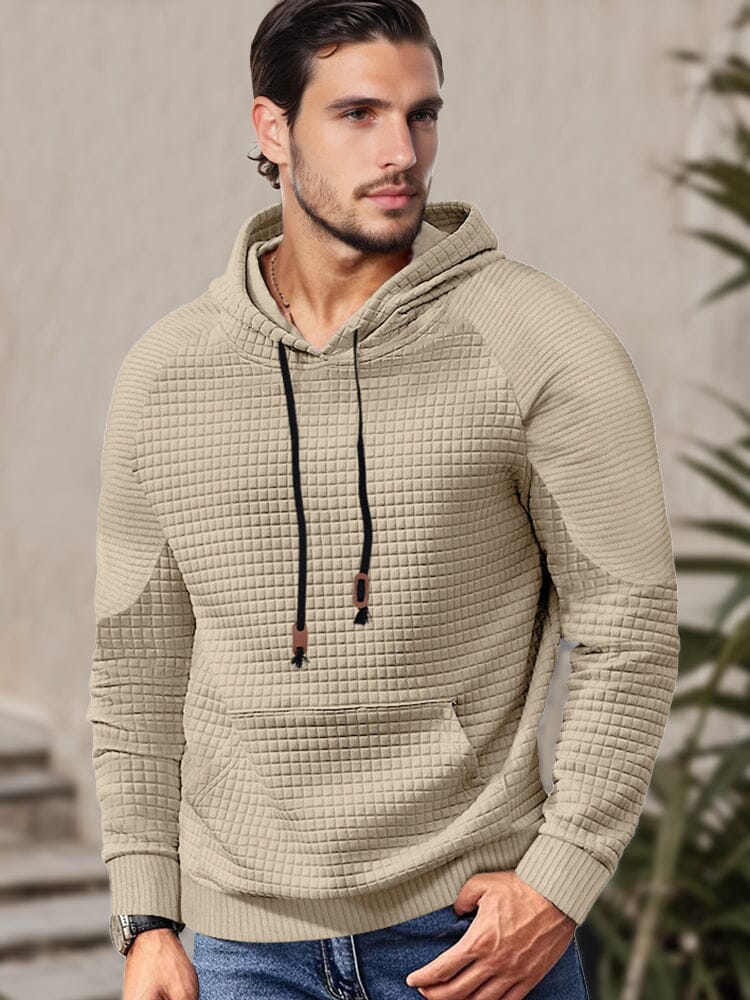 Men's Waffle Knit Relaxed-Fit Hoodie – Khaki