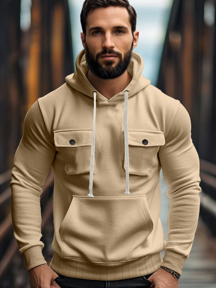 Men's Fleece Cargo Hoodie – Khaki