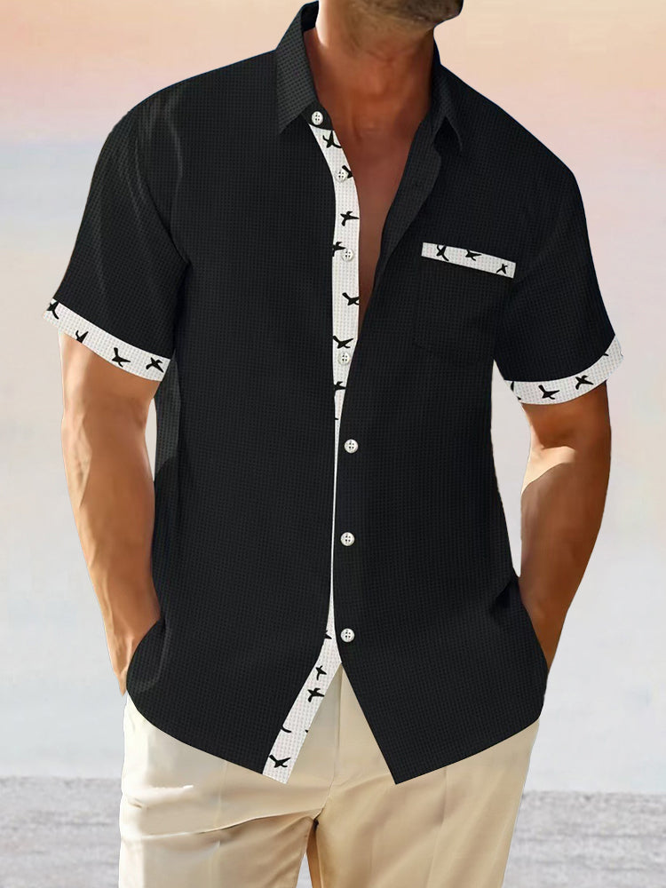 Men's Waffle Knit Colour-Block Shirt – detail