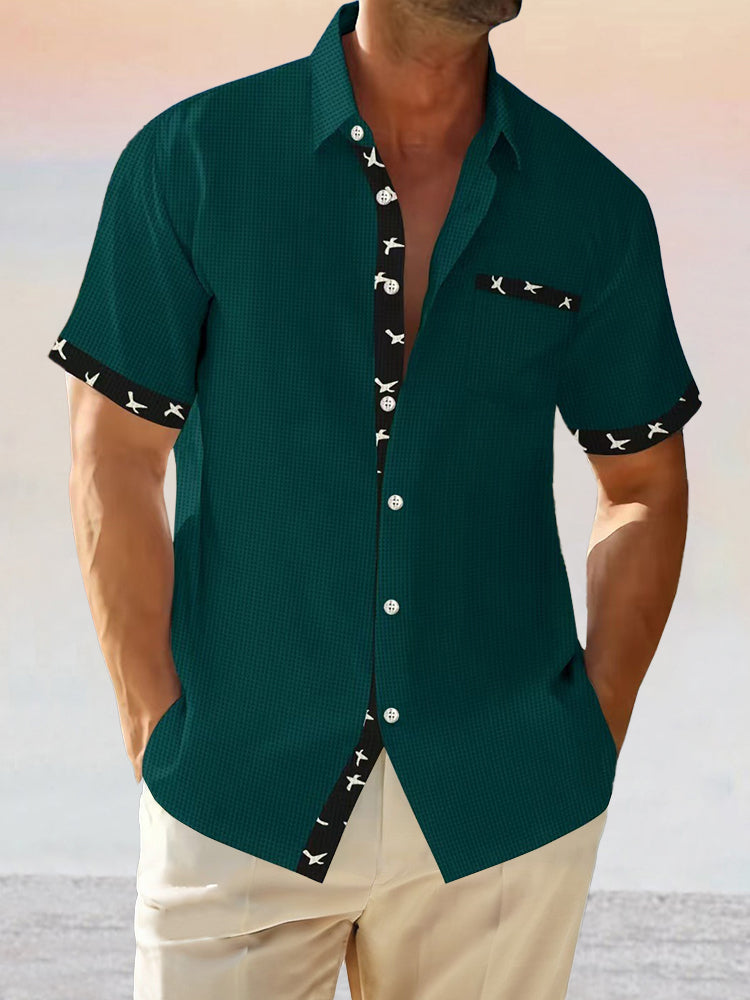 Men's Waffle Knit Colour-Block Shirt – detail