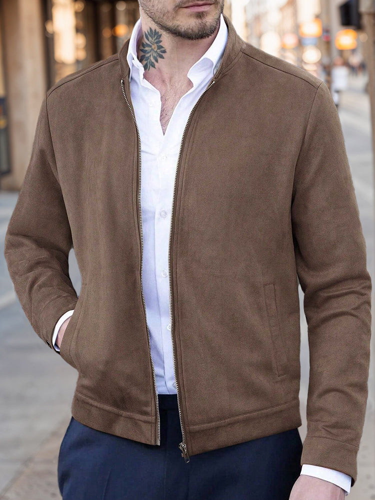 Men's Faux Suede Classic Jacket – Khaki