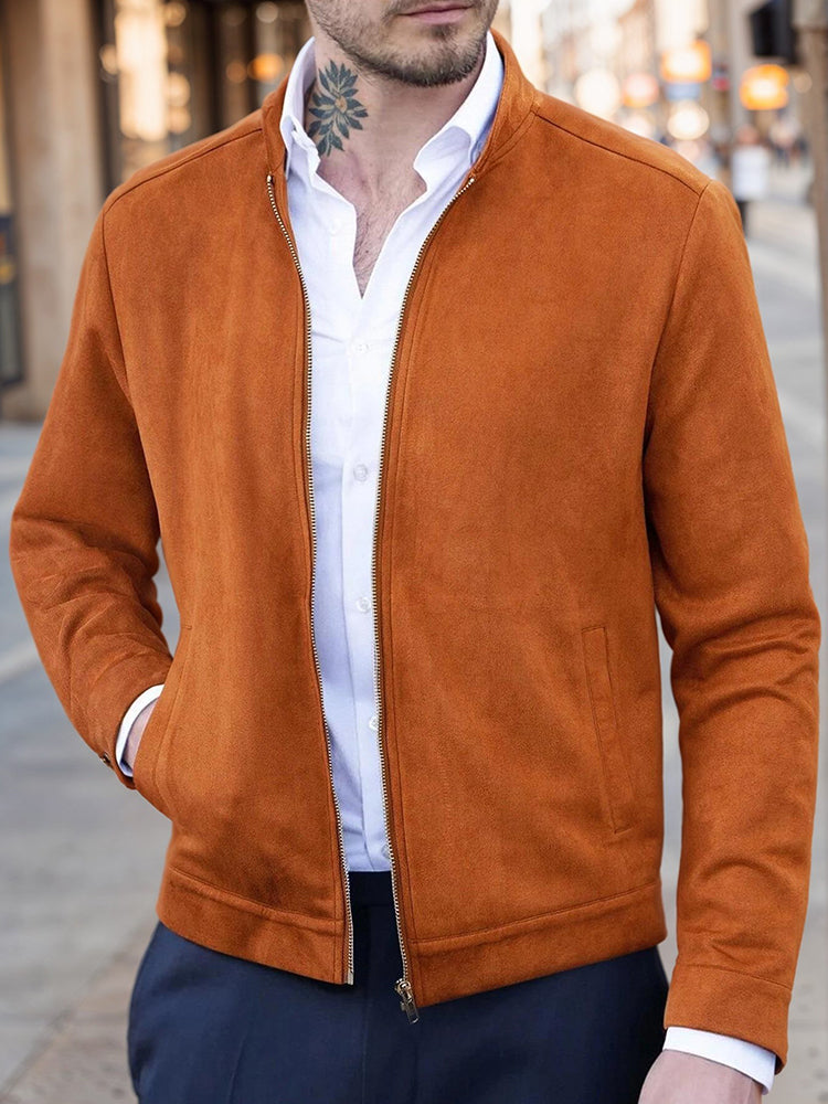 Men's Faux Suede Classic Jacket – Orange