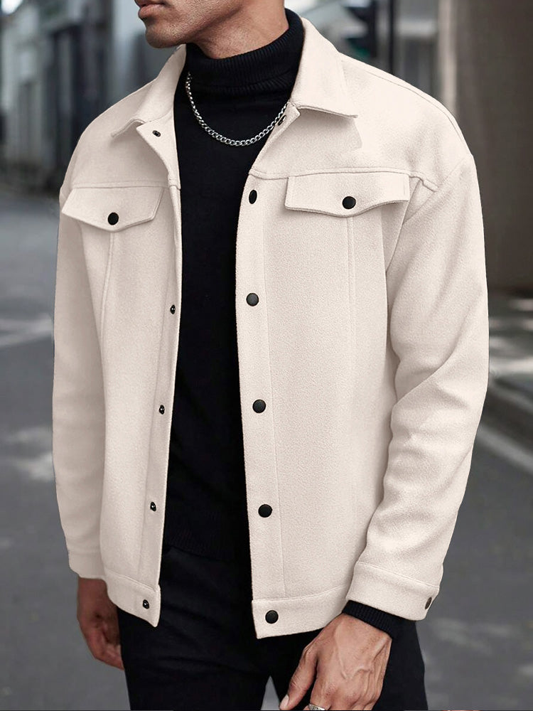 Men's Button-Down Lapel Casual Jacket – Beige