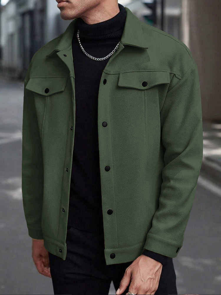 Men's Button-Down Lapel Casual Jacket – Green