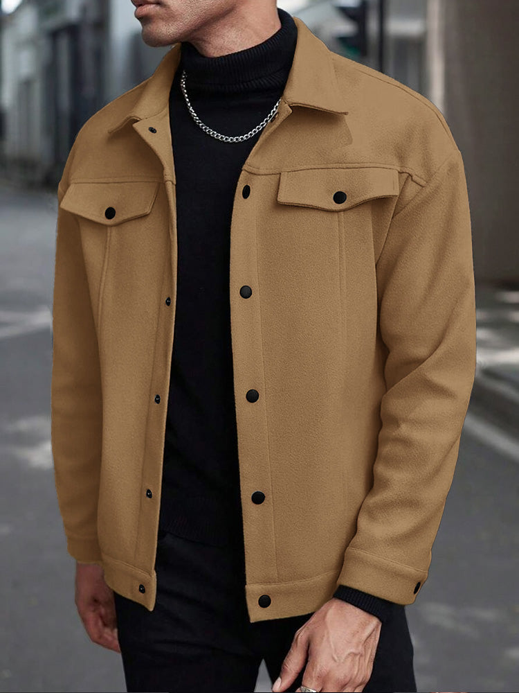 Men's Button-Down Lapel Casual Jacket – Khaki