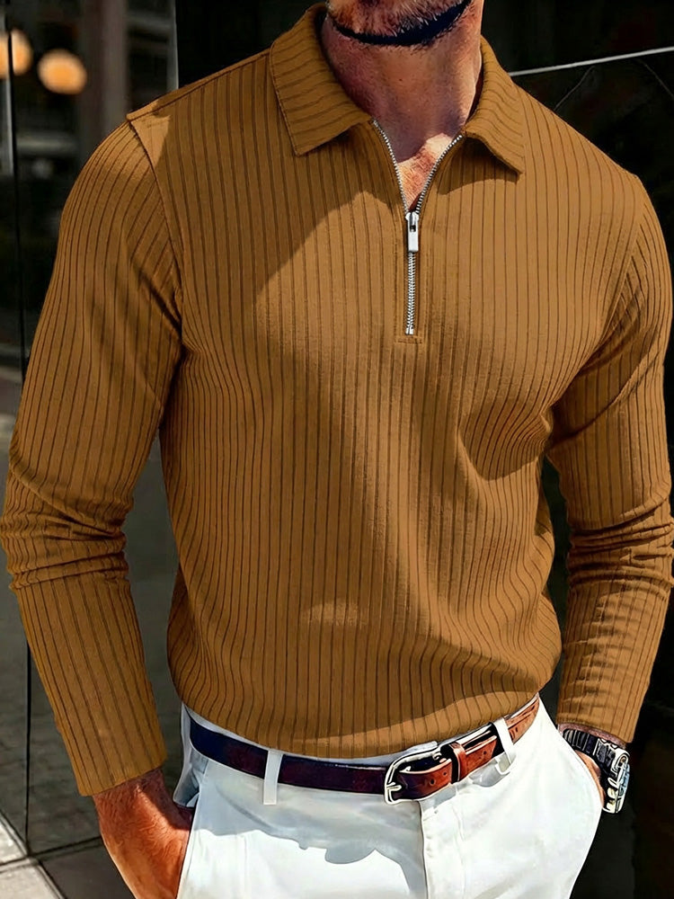 Men's Ribbed Knit Quarter-Zip Sweater – Yellow