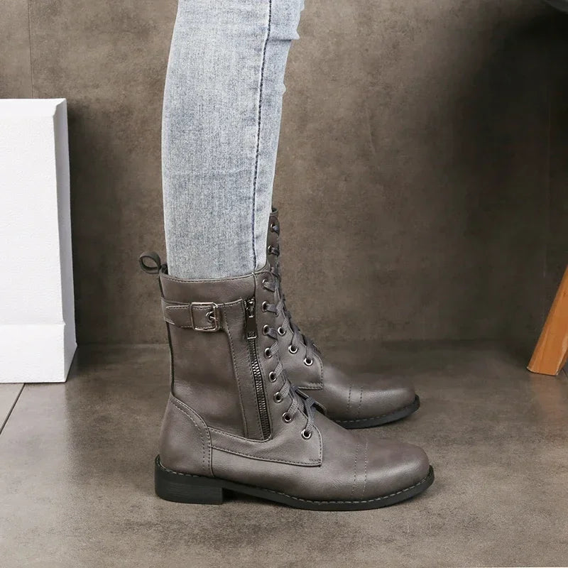 Boots For Women | Mid-Calf With Lace-Up Front