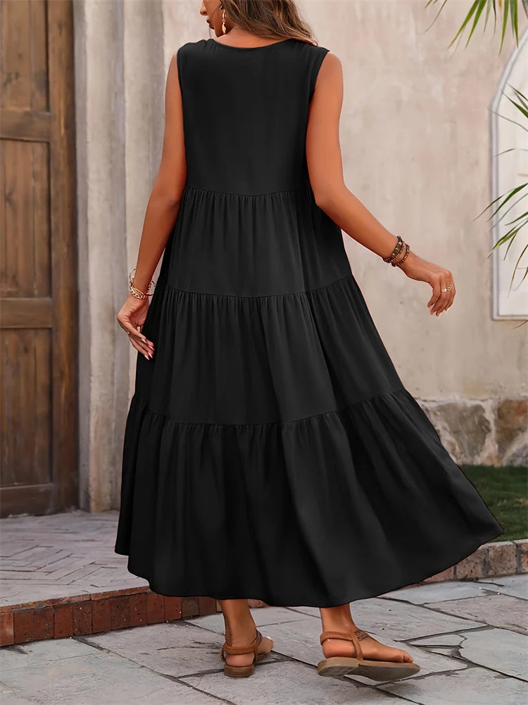 Hazel | Women’s Dress | Sleeveless V-Neck Maxi