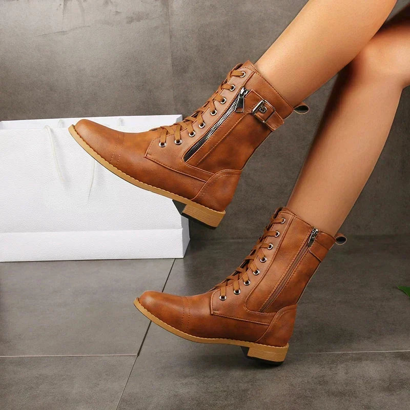 Boots For Women | Mid-Calf With Lace-Up Front