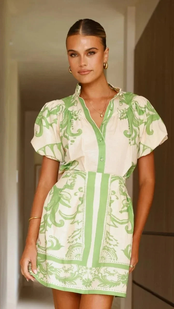 Sidonie | Women's Mini Sundress | Puff Sleeve Floral
