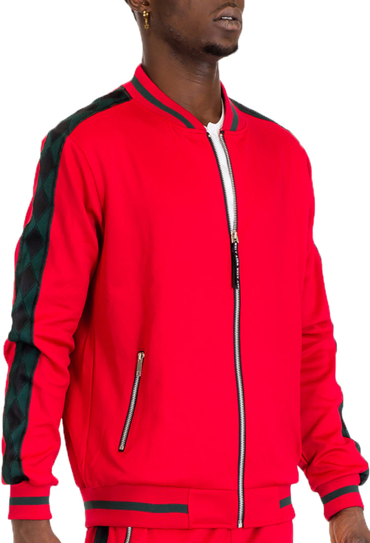 Men's Diamond-Quilted Track Jacket – Red