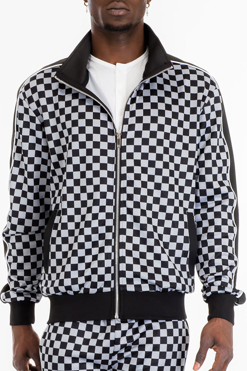Men's Checked Track Jacket – Gray