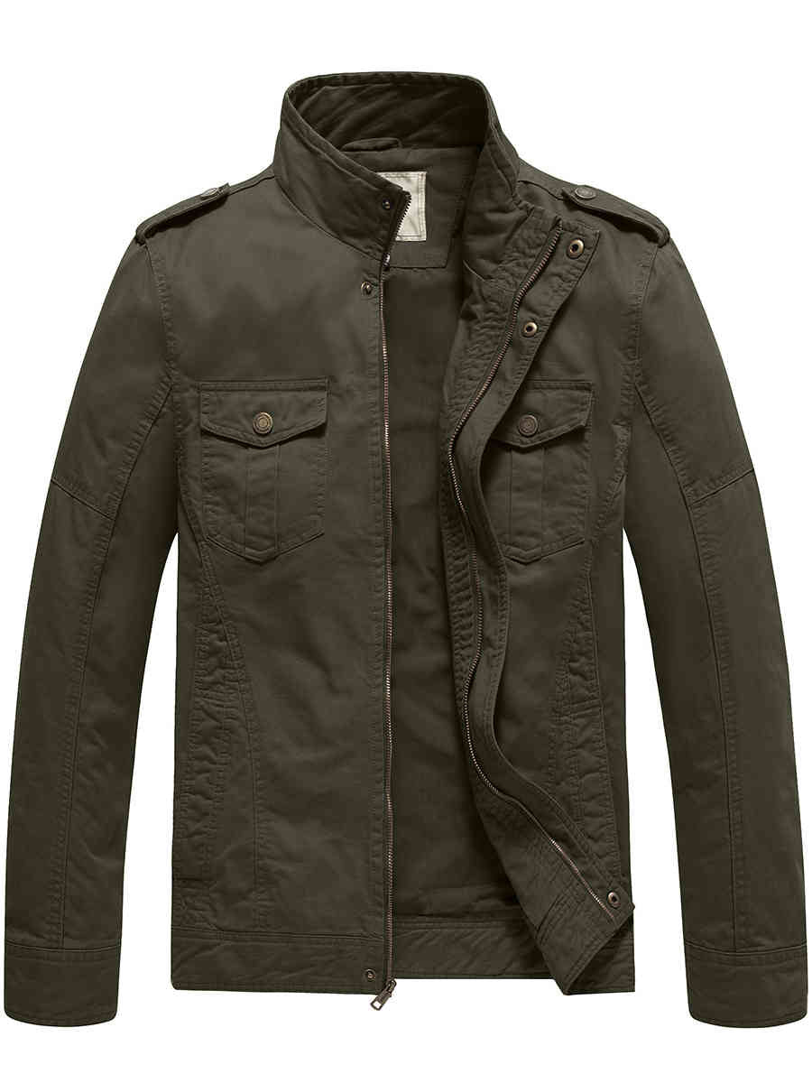 Men's Cotton Casual Jacket – Army Green