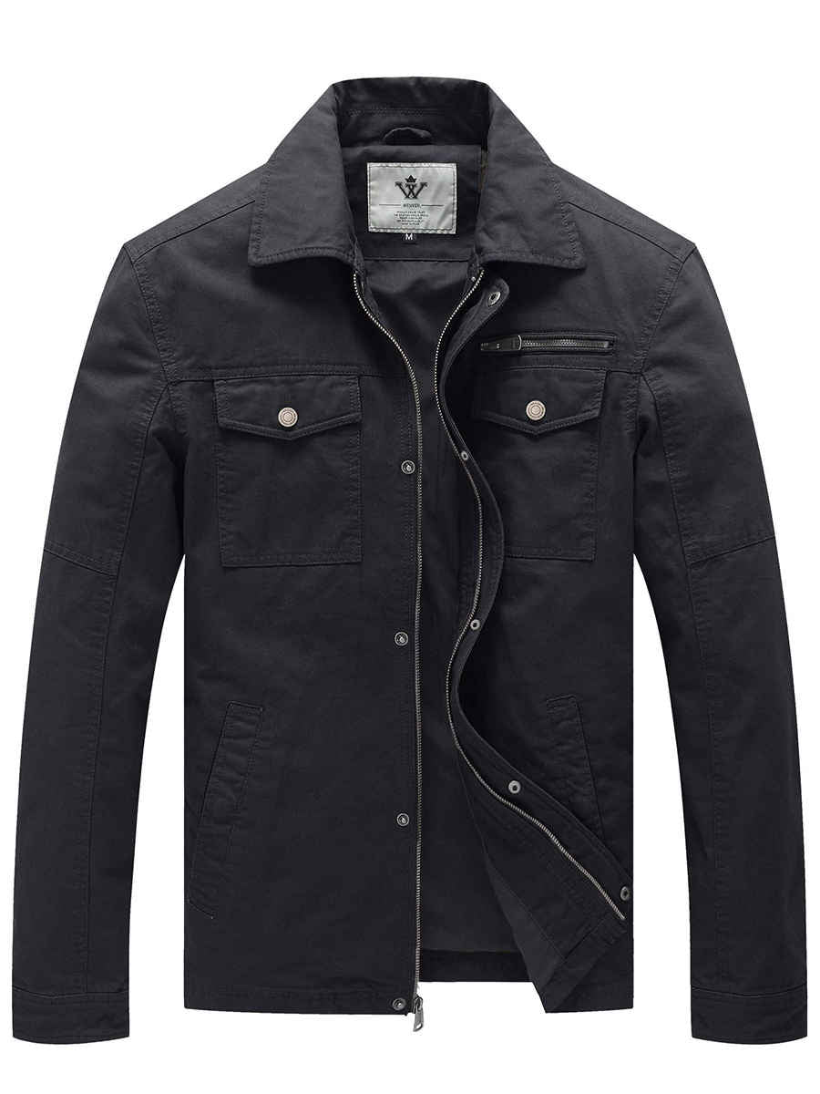 Men's Cotton Lapel Canvas Casual Jacket – Gray
