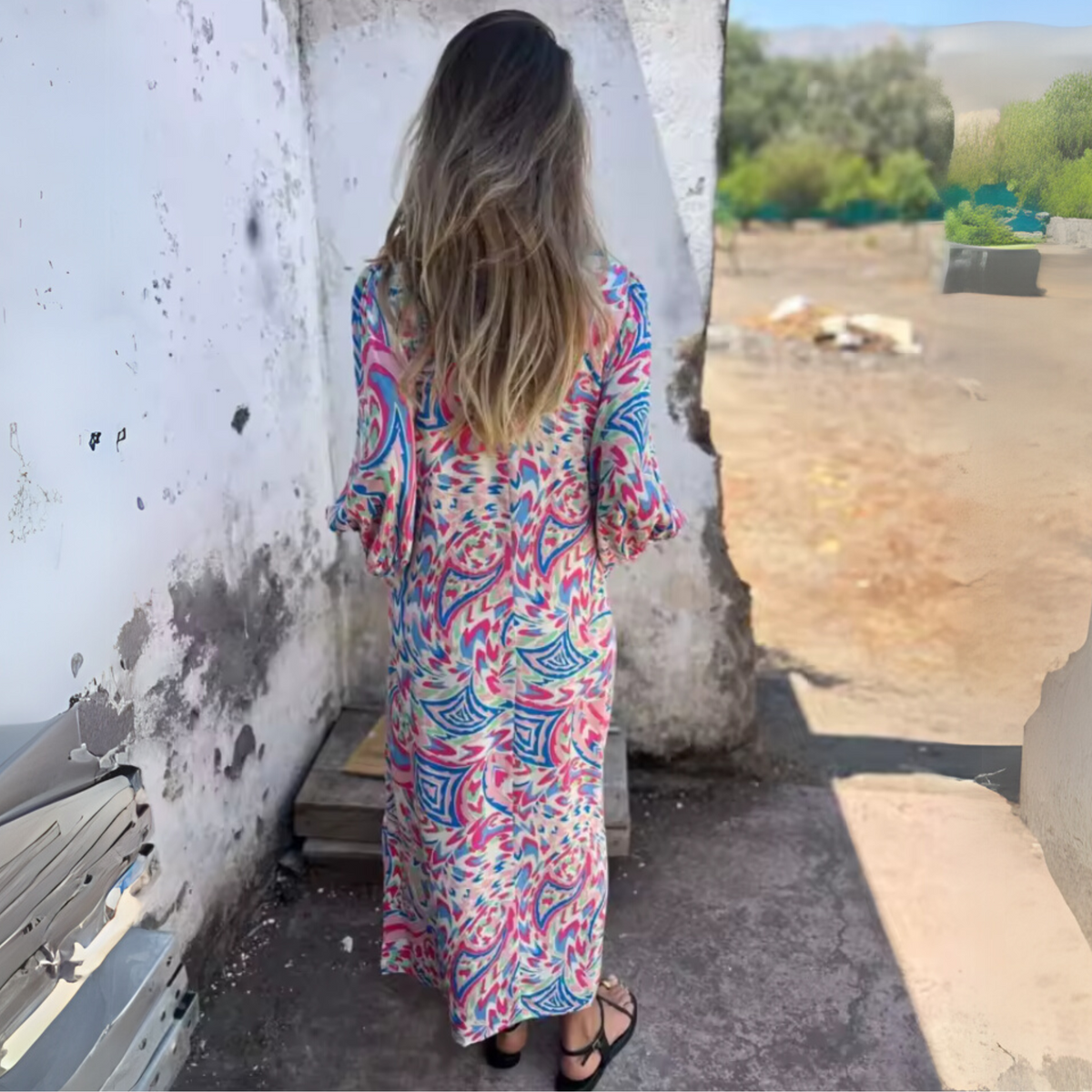 Louise | Women's Spring Dress | Printed Pocket Long Sleeve Maxi