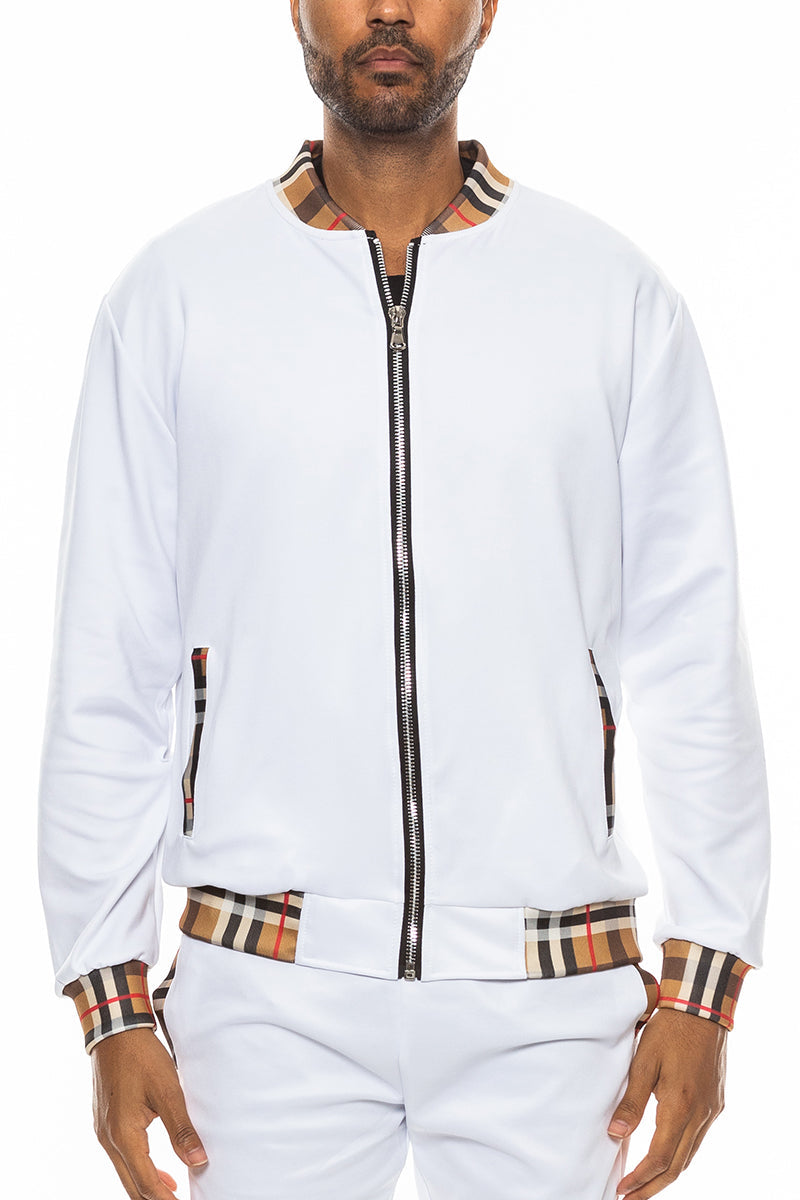 Men's Track Checked Jacket – White