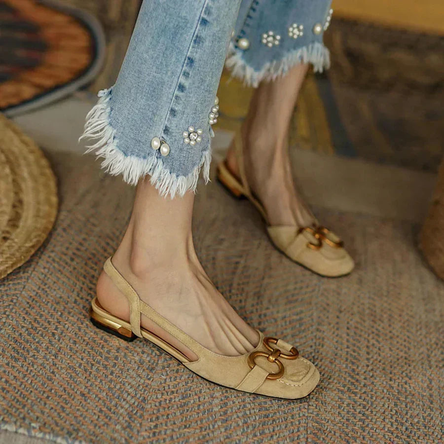 Flats For Women | Slingback Square Toe Detail