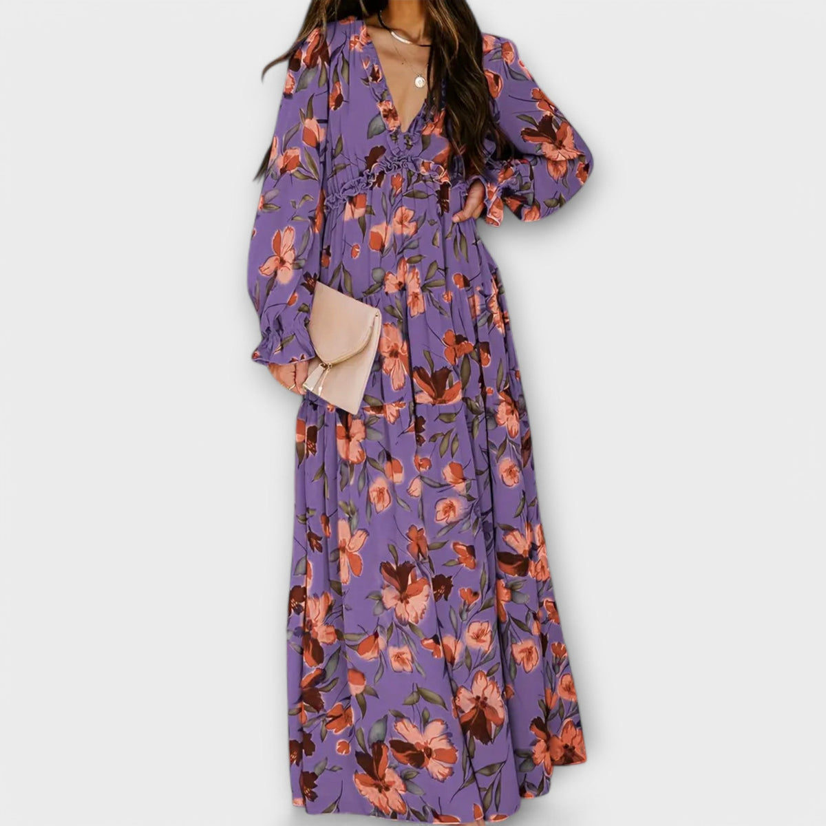 Yvonne | Women's Floral Maxi Dress | Pleated