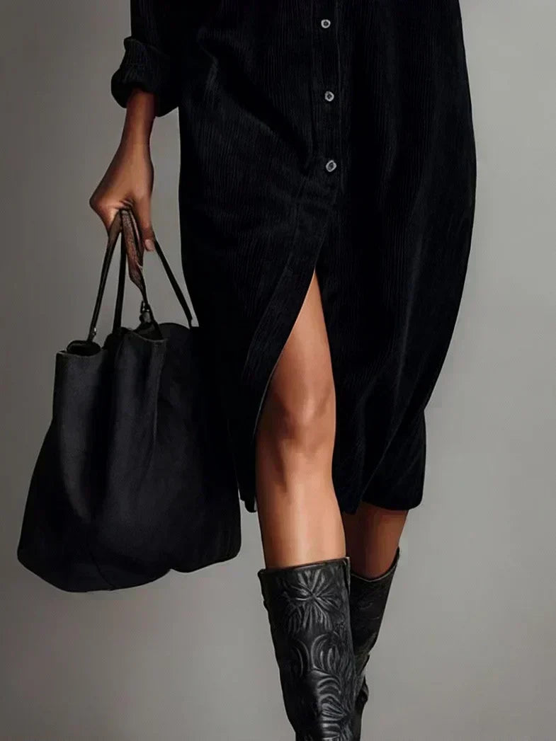 Bess | Women's Dress | Sleeve Midi Button Down Collar
