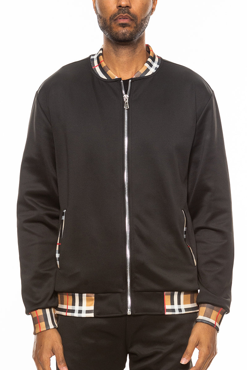 Men's Track Checked Jacket – Black