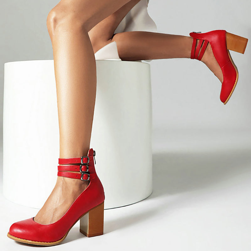 Noor | Heels For Women | Ankle Strap Block Heel