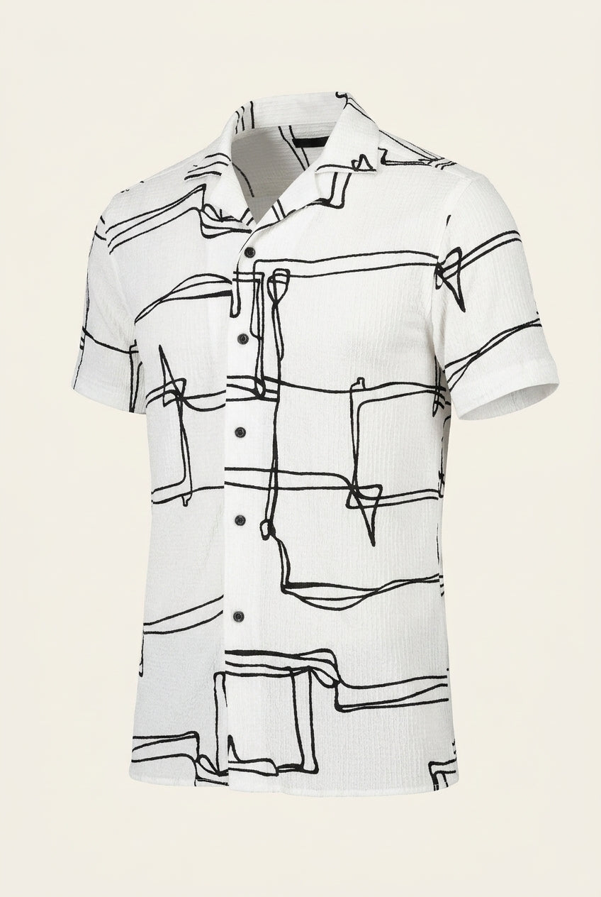 Men's Short Sleeve Shirt – White Black