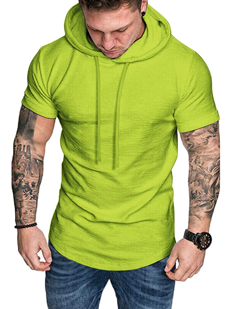 Men's Cotton Blend Short Sleeve Casual Hoodie – Green