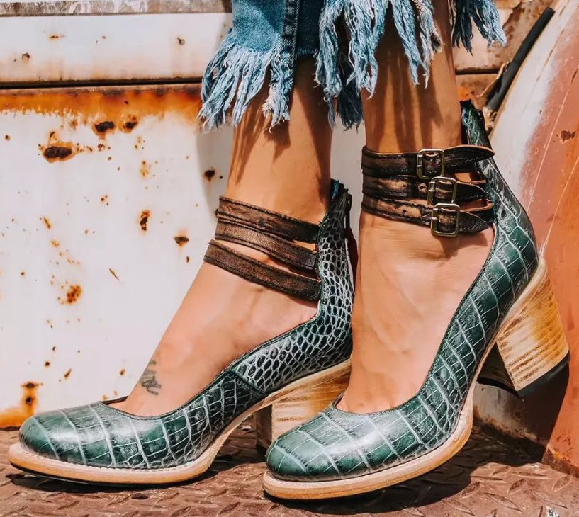 Heels For Women | Ankle Strap Block Heel Boot