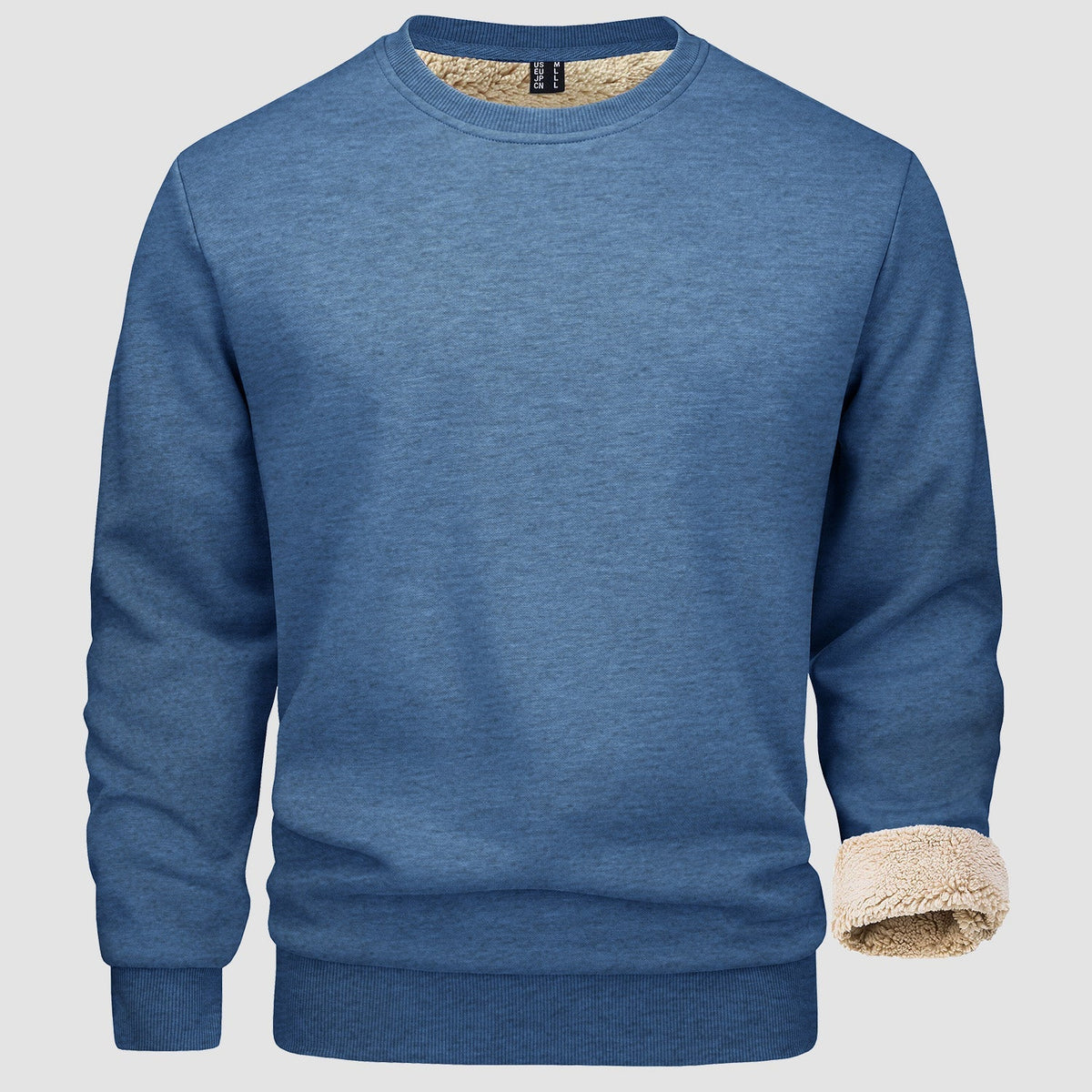 Men's Fleece Crew Neck Lined Sweater – Gray Blue