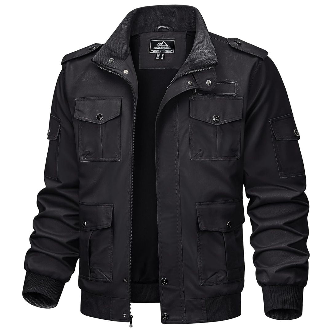 Men's Pocketed Cargo Jacket – Black