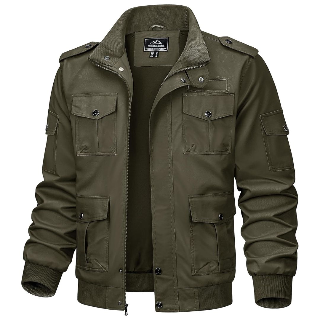 Men's Pocketed Cargo Jacket – Army Green