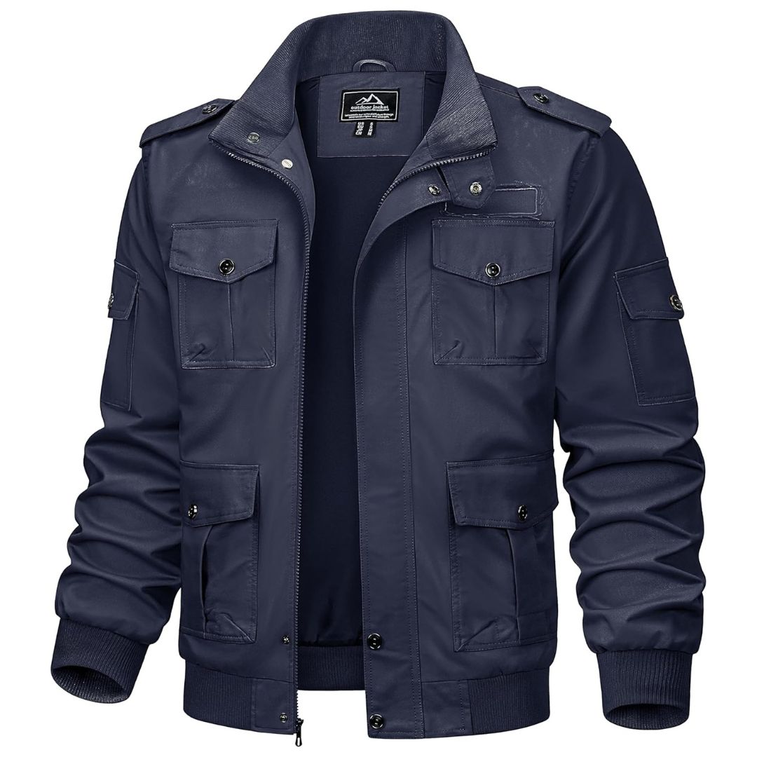 Men's Pocketed Cargo Jacket – Navy