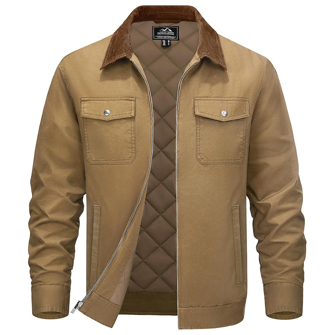 Men's Corduroy Pocketed Cargo Casual Jacket – Khaki