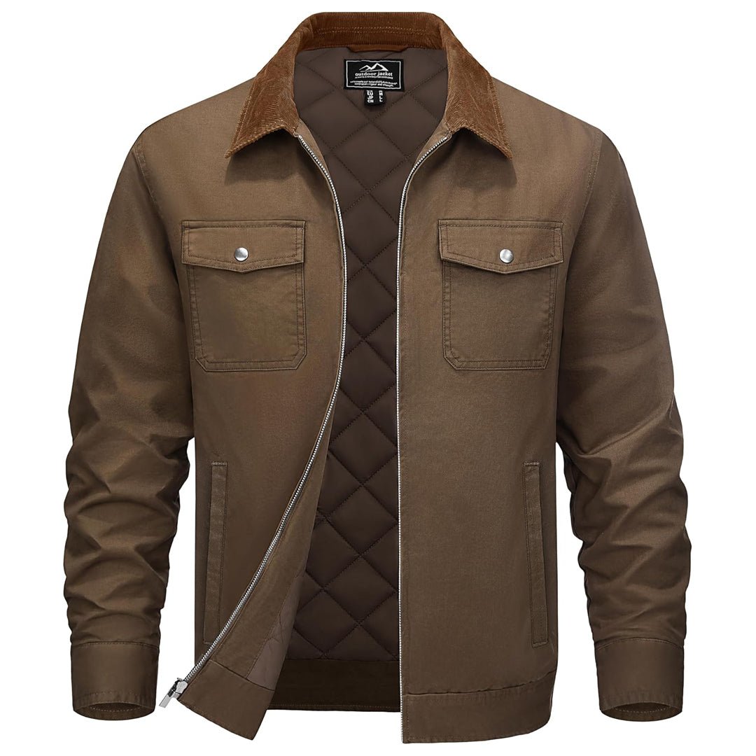 Men's Corduroy Pocketed Cargo Casual Jacket – Dark Brown